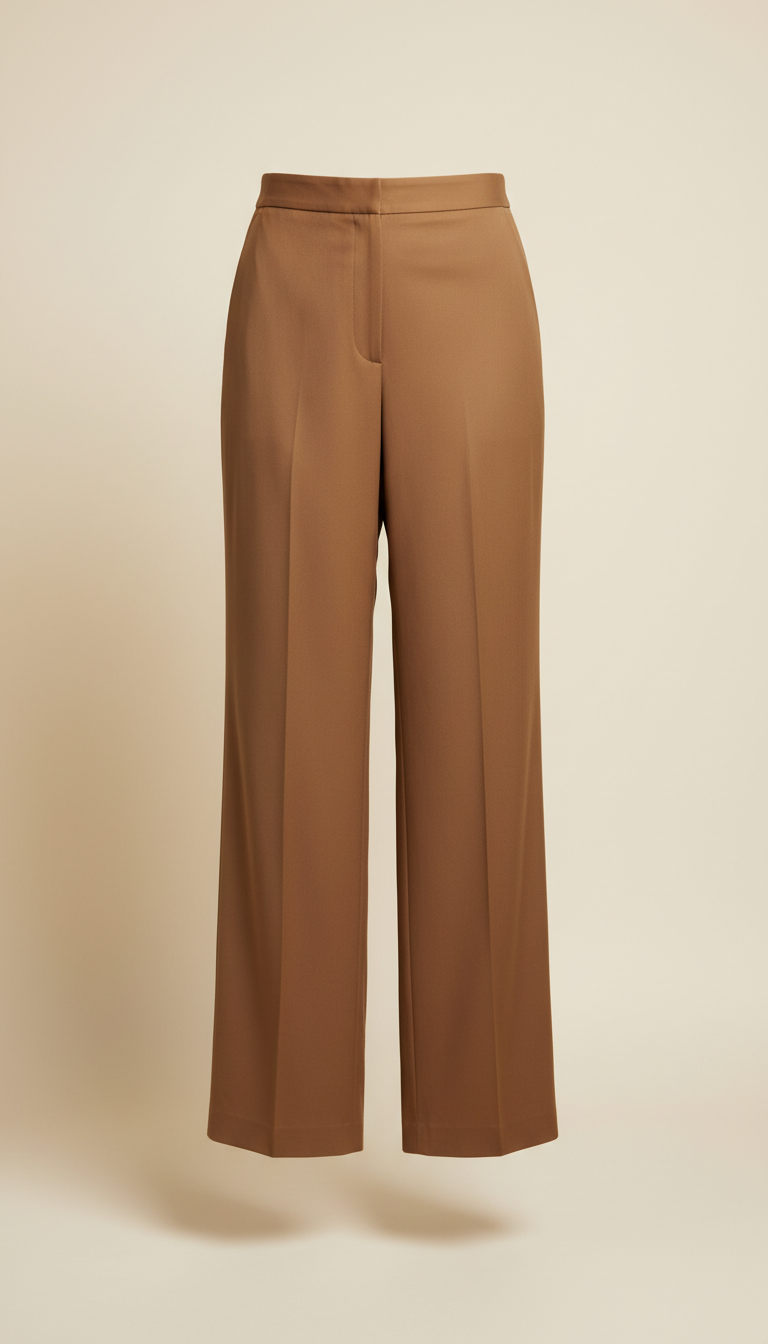 Pantalón palazzo entallado marrón moka